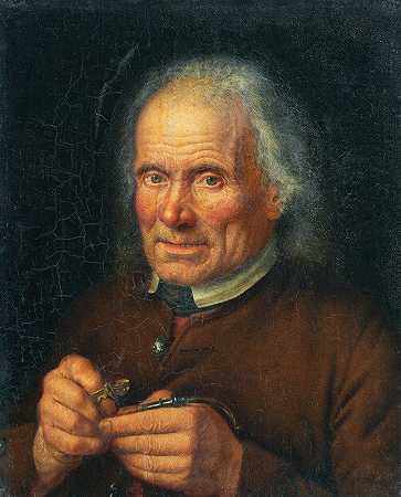 老农夫塞着口哨`Alter Bauer, sein Pfeifchen stopfend (before 1820) by Johann Baptist Höchle