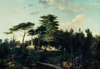 黎巴嫩的雪松，在植物园`Le cèdre du Liban, au jardin des Plantes (1800) by Jean Houel