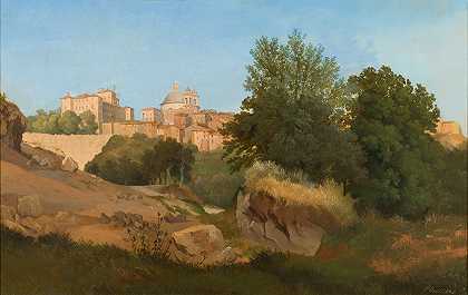 阿里西亚的观点`View of Ariccia (1841) by Gustaf Wilhelm Palm