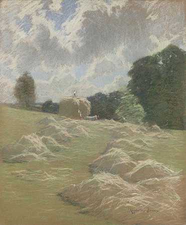 干草景观`Landscape with Hay by Appleton Brown