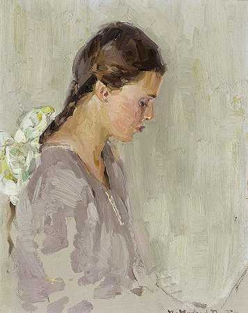 维维安·E·邓顿（艺术家的女儿）肖像`Portrait of Vivian E. Dunton (the artists daughter) (circa 1920) by William Herbert Dunton