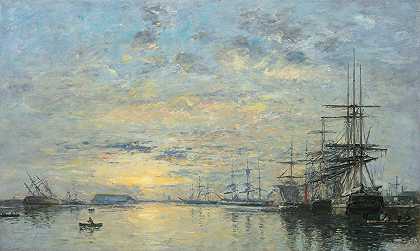 勒阿弗尔，欧洲`Le Havre, Bassin De Leure (1872) by Eugène Boudin