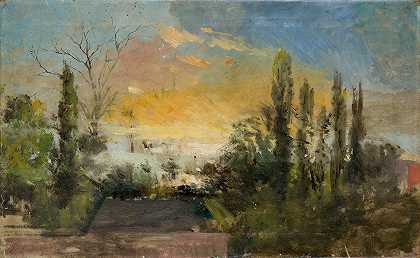 拉布卡风景`Landscape from Rabka (before 1884) by Hipolit Lipiński
