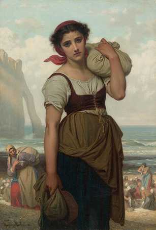 垫圈国家`Laveuse Détretat (1869) by Hugues Merle