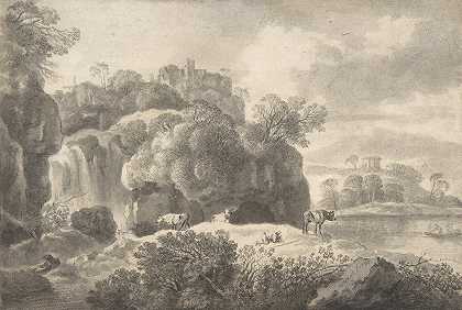 有牧羊人和奶牛的理想景观`Ideal Landscape with a Shepherd and Cows (1770–1824) by Johann Christian Klengel