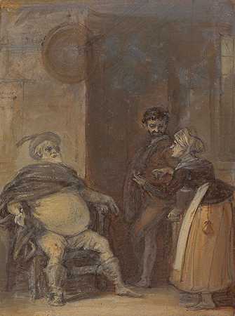 福斯塔夫和情妇以及巴多夫`Falstaff with Mistress Quickly and Bardolph (1825) by Robert Smirke