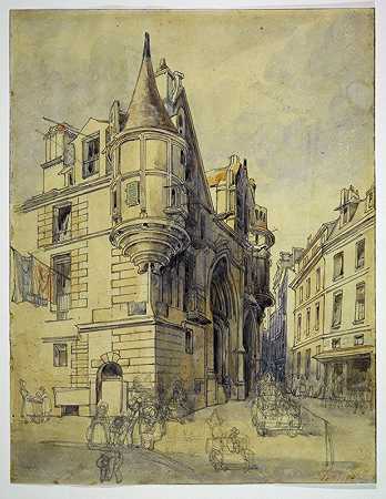 森斯，无花果街`LHôtel de Sens, rue du Figuier (1833) by Thomas Shotter Boys