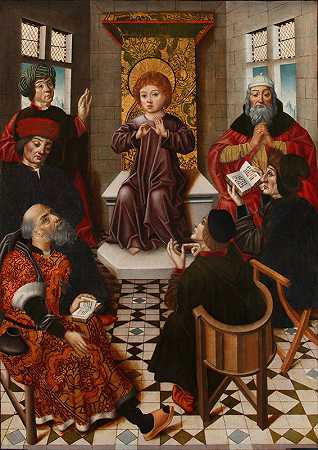 耶稣在医生中`Jesús entre los doctores by Circle of Diego de la Cruz  