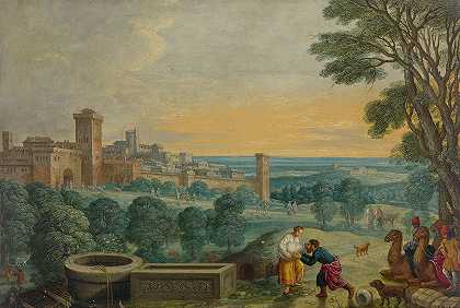 丽贝卡和以利以谢在井边`Rebecca and Eliezer at the well by Johann König