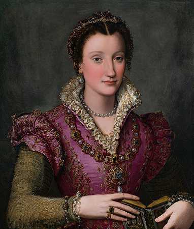 一位女士的肖像`Portrait of a Lady (1570s) by Alessandro Allori