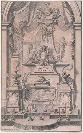 葬礼纪念碑的设计（印刷品的准备图纸）`Design for a Funeral Monument (Preparatory Drawing for a Print) (1724–41) by Johann Jakob Schübler