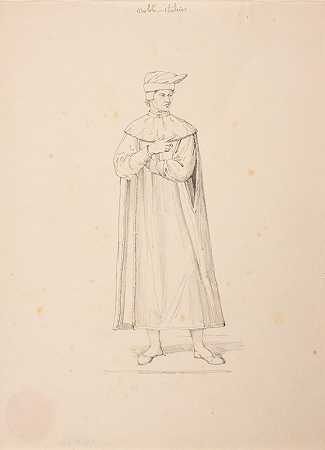 意大利贵族，15世纪。`Noble italien, XVe s. by Jacques-Raymond Brascassat