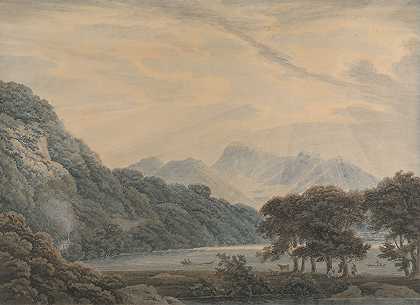 乌尔斯瓦特的头像，左边是帕特代尔小屋`The Head of Ullswater, With the Lodge of Patterdale on the Left (ca. 1790) by Thomas Sunderland