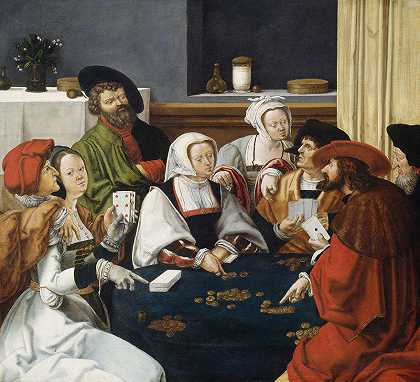 纸牌玩家`The Card Players (probably c. 1550~1599) by After Lucas van Leyden