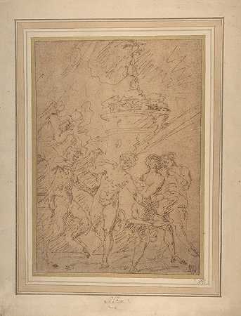 色狼和仙女跳舞`Satyr and Nymphs Dancing (mid~17th century) by Raymond de La Fage