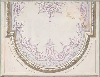 纽卡斯尔公爵夫人的天花板设计Hôtel Hope s Petit Salon`Design for Ceiling of the Duchess of Newcastles Petit Salon, Hôtel Hope (1867) by Jules-Edmond-Charles Lachaise