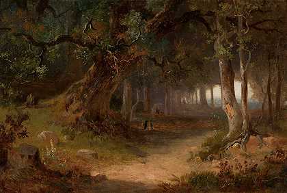 森林边缘`Forest edge (circa 1860) by Józef Szermentowski