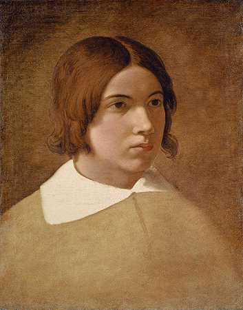 画家弗兰兹·冯·罗登的肖像`Portrait of the Painter Franz von Rohden (1835) by Friedrich Overbeck