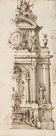 祭坛左半部分的设计`Design for the Left Half of an Altar (1730–66) by Mauro Antonio Tesi