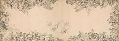 天花板的设计四大洲寓言`Design for a Ceiling; Allegories of the Four Continents (1725) by Giovanni Antonio Pellegrini