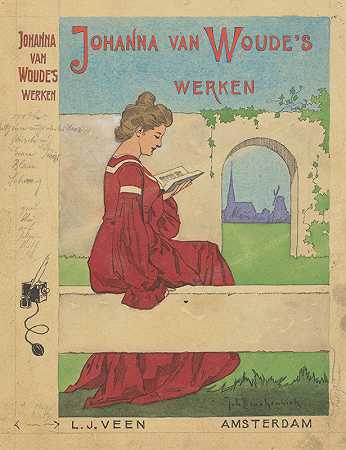 该系列的磁带设计乔安娜·范·沃德s作品，1905-1908`Bandontwerp voor de serie; Johanna van Woudes Werken, 1905~1908 (1905) by Johan Braakensiek