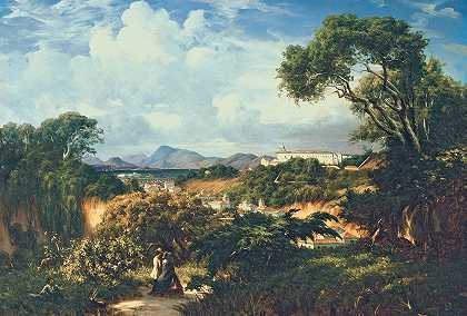 从保拉·马托斯高地俯瞰圣特蕾莎修道院`View of Santa Teresa Convent from the Heights of Paula Matos by Henri Nicolas Vinet