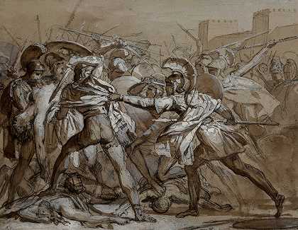 帕特罗克勒斯尸体之争`Dispute over the body of Patrocles by Francesco Hayez