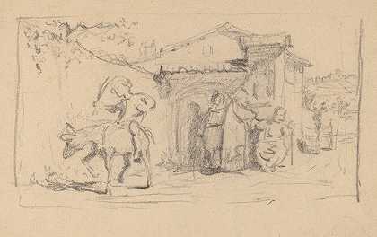 儿子和驴子`Son and Donkey (c. 1859) by Elihu Vedder