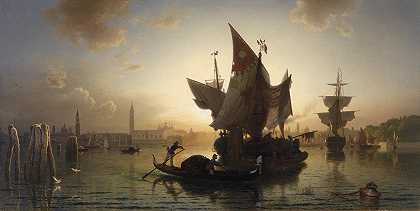 日落时的威尼斯`Venedig bei Sonnenuntergang (1877) by Ludwig Meixner