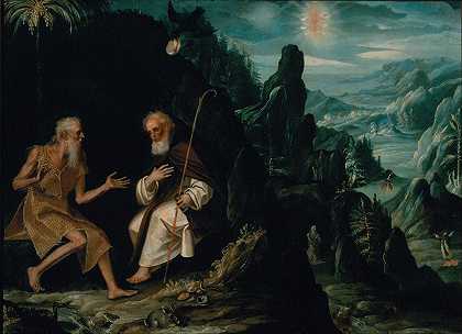 隐士、圣保罗和圣安东尼`The Hermits, Saint Paul and Saint Anthony by Baltasar de Echave Ibía