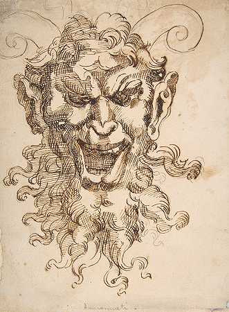 萨蒂尔头`Satyrs Head (1566–80) by Adamo (Ghisi) Scultori