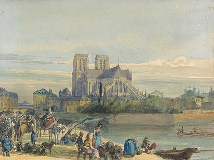 巴黎圣母院`Notre Dame, Paris (between 1831 and 1845) by Thomas Shotter Boys
