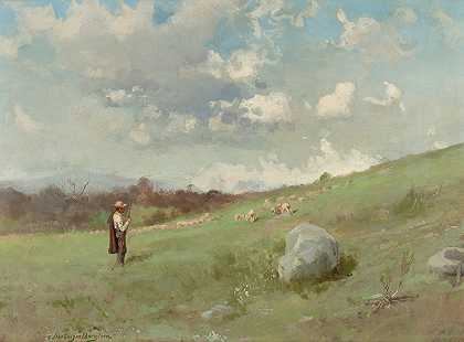 在加利福尼亚山上`In the California Hills (1895) by Gutzon Borglum