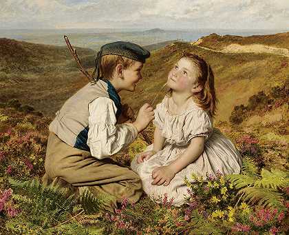 它让我们走走停停，笑还是不笑`Its Touch And Go, To Laugh Or No (1857) by Sophie Anderson