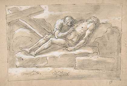死去的基督哀悼`The Dead Christ Mourned by the Magdalen Who Venerates His Side Wound (1787–1863) by the Magdalen Who Venerates His Side Wound by Fortunato Duranti