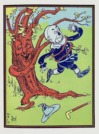 树枝弯下来缠绕着他`The branches bent down and twined around him (1900) by William Wallace Denslow