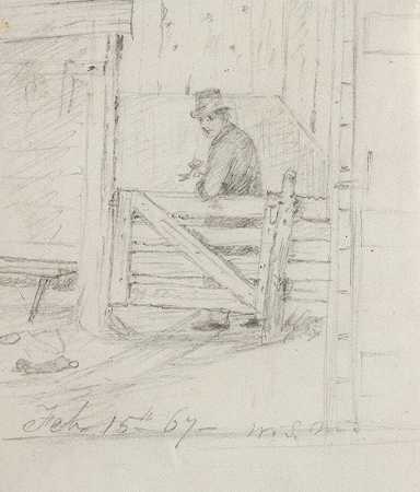 在篱笆上休息`Resting on the Fence (1867) by William Sidney Mount