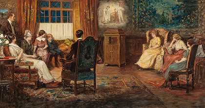 家庭聚会`A Family Gathering (circa 1910) by Norman Mills Price