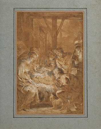 牧羊人的崇拜`The Adoration of the Shepherds (1613–1614) by Peter Paul Rubens