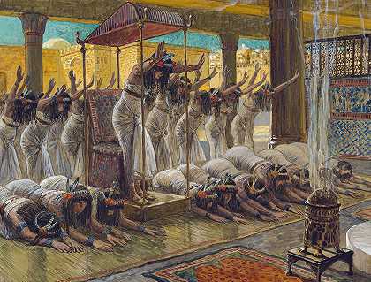 示巴女王拜访所罗门`The Queen of Sheba Visits Solomon (c. 1896~1902) by James Tissot