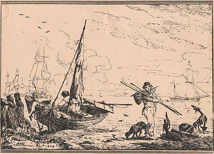 海港景色`Harbour Scene (1803) by John Thomas Serres