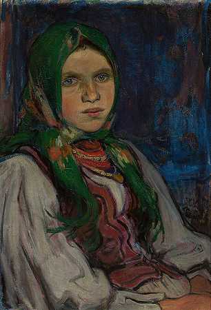 农家女孩`Peasant girl (1906) by Władysław Ślewiński