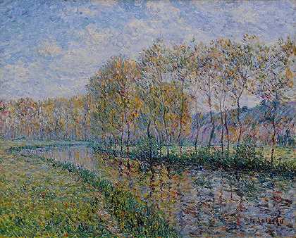 河岸早上的尤里，瓦德鲁伊的圣赛尔`Les Rives de lEure le matin, Saint Cyr du Vaudreuil (1899) by Gustave Loiseau