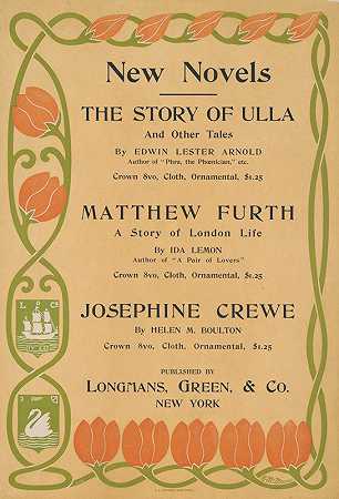 新小说，乌拉的故事。。。马修·福思。。。约瑟芬·克鲁`New novels, the story of Ulla … Mathhew Furth … Josephine Crewe (1890) by Blanche McManus