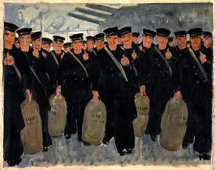 出海的水手`Sailors embarking for overseas (between 1939 and 1946) by Thomas Cantrell Dugdale