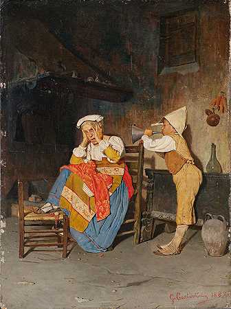 小音乐家`Der kleine Musiker (1882) by Giuseppe Costantini