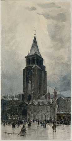 圣日耳曼教堂`Léglise Saint~Germain~des~Prés (1900) by Frank Myers Boggs