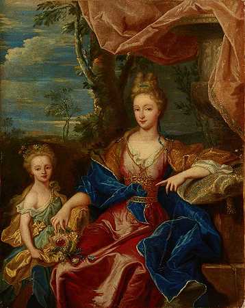 玛格丽温·凯瑟琳·德·贝森瓦尔·涅·比耶林斯卡画像`Portrait of Margravine Catherine de Besenval née Bielińska (1710~1720) by After Hyacinthe Rigaud