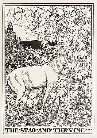 牡鹿和葡萄树`The Stag and the Vine (1900) by Percy J. Billinghurst