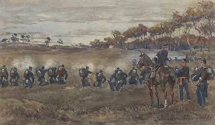 沼地上的步兵射击演习`Schietoefeningen van de infanterie op de heide (1868 ~ 1933) by Jan Hoynck van Papendrecht
